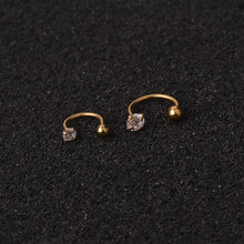 Load image into Gallery viewer, 1pc 6/8mm Stainless Steel Zircon Cz Hoop Tragus Cartilage Helix Stud Earrings
