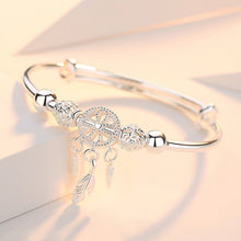 Load image into Gallery viewer, Sterling Silver Dreamcatcher Feather Charm Bangle Bracelet - Love Essential Being