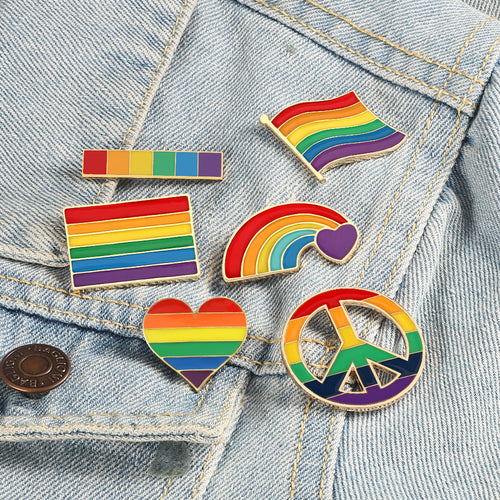 Rainbow Heart Peace Love and Pride Enamel Pins - Love Essential Being