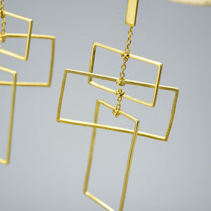 Sterling 18K Gold Plated Geometic Elements Dangle Earrings - Love Essential Being