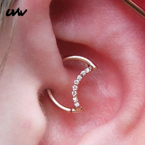 1pc CZ Crystal Moon Copper Earring Daith Helix Tragus - Love Essential Being
