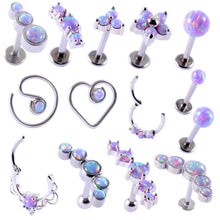 Load image into Gallery viewer, 1PC Opal Cluster Surgical Steel Ear Tragus Helix Cartilage Nose Septum Daith Earrings