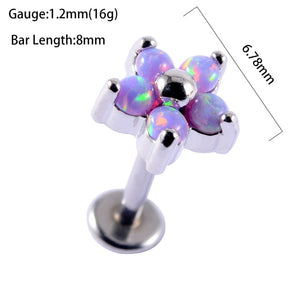 1PC Opal Cluster Surgical Steel Ear Tragus Helix Cartilage Nose Septum Daith Earrings