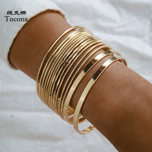 Load image into Gallery viewer, Tocona 14pcs/sets Punk Gold Color Bangle Bracelets - Love Essential Being