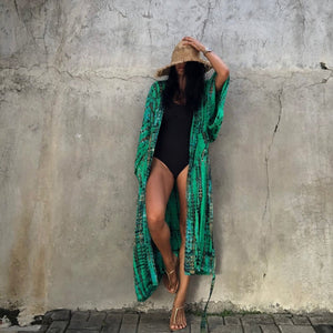 Fitshinling Snake Print Oversize Beach Cover Up