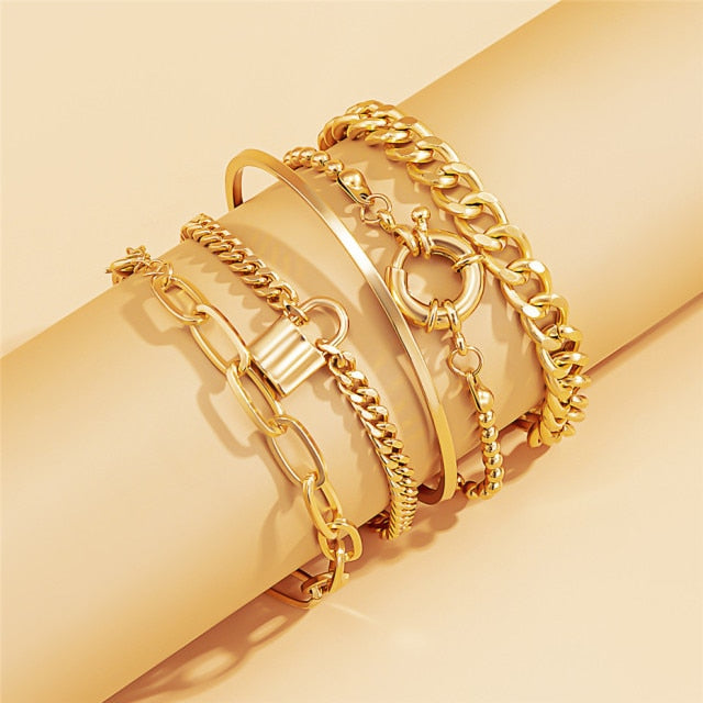 5Pcs/Set Bohemian Snake Chain Link Charm Bracelets - Love Essential Being