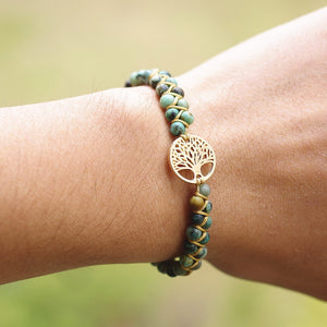 Handmade Natural Tree of Life Stone Boho Wrap Bracelet - Love Essential Being