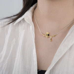 Lotus Fun 18K Gold Bee and Dripping Honey Pendant Necklace