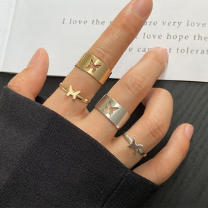 Butterfly Rings Couple Ring Set