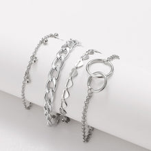 Load image into Gallery viewer, 4Pcs Punk Heavy Metal Thick Chain Bracelet Set