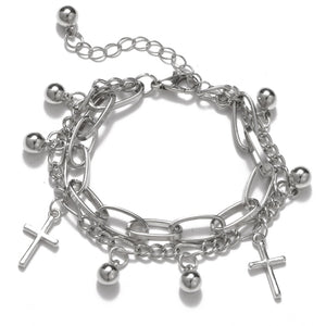 4Pcs Punk Heavy Metal Thick Chain Bracelet Set