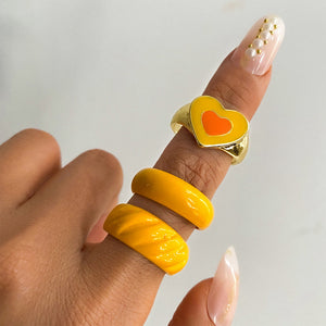 Colorful Painted Metallic Rings 1pc/3pcs sets