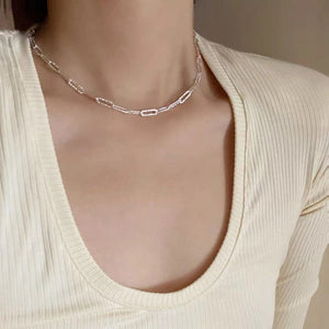 Sterling Silver Shimmering Link Chain Necklace - Love Essential Being