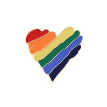 Load image into Gallery viewer, Rainbow Heart Peace Love and Pride Enamel Pins