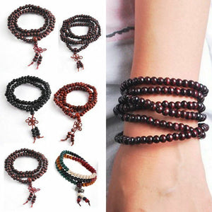 Natural Sandalwood Buddha Prayer Beaded Knot Bracelets - Love Essential Being