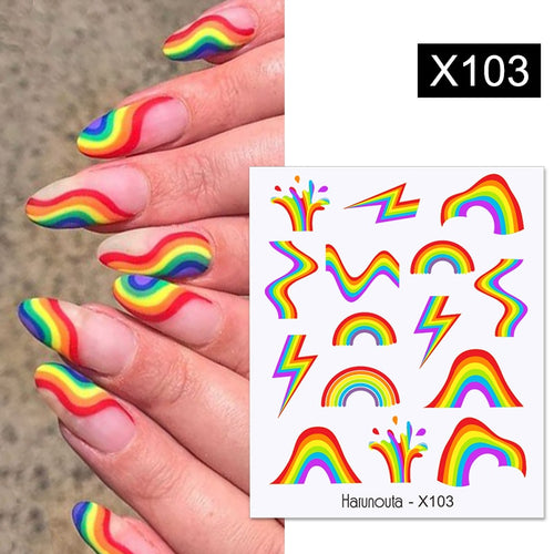 Rainbow Wave Love Heart Pattern Decals Stickers Butterfly Dragon Nail Art - Love Essential Being