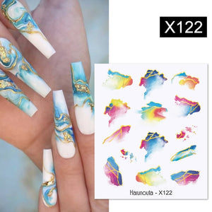 Rainbow Wave Love Heart Pattern Decals Stickers Butterfly Dragon Nail Art