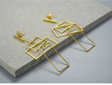 Load image into Gallery viewer, Sterling 18K Gold Plated Geometic Elements Dangle Earrings - Love Essential Being