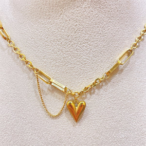 Heart Pendant 18k Gold Plated Choker - Love Essential Being