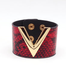 Load image into Gallery viewer, V Wide Punk Style Leather Bracelet - Love Essential Being