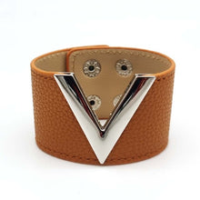 Load image into Gallery viewer, V Wide Punk Style Leather Bracelet - Love Essential Being