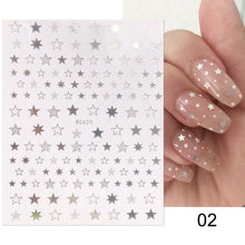 Load image into Gallery viewer, Heart Love Design Valentines Day 3D Nail Stickers Silver Self-Adhesive Sliders Nail Art