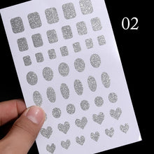 Load image into Gallery viewer, Heart Love Design Valentines Day 3D Nail Stickers Silver Self-Adhesive Sliders Nail Art