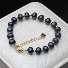 Load image into Gallery viewer, Natural Freshwater Black Pearl Bracelet