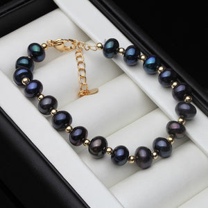 Natural Freshwater Black Pearl Bracelet