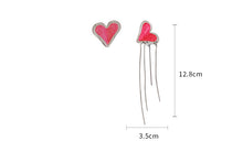 Load image into Gallery viewer, Silver Asymmetric Love Chain Fringed Design Earrings