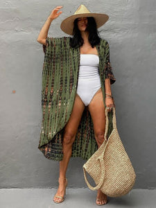 Fitshinling Summer Kimono Swimwear Beach Cover Up With Sash