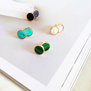 Round Geometric Faux Stone Earrings - Love Essential Being