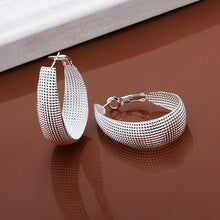 Load image into Gallery viewer, Silver Textured Hoop Earrings - Love Essential Being
