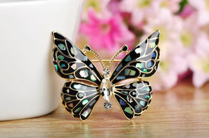 Blue or Red Butterfly Brooch Abalone Shell Pin - Love Essential Being