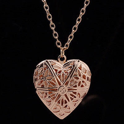 Hollow Heart Pendant Locket Necklace - Love Essential Being