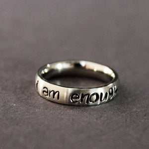 Stainless Steel "I Am Enough" Inspiration Ring - Love Essential Being