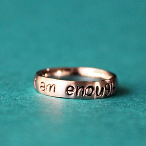 Stainless Steel "I Am Enough" Inspiration Ring - Love Essential Being