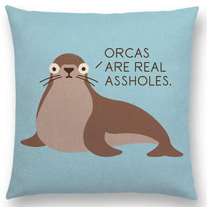 Funny Cartoon Animals Pillowcase Dinosaur Kangaroo Bee Dachshund Shark Decorative Pillow Cover - Love Essential Being