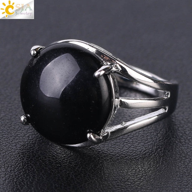 Natural Stone Round Bead Rings - Love Essential Being