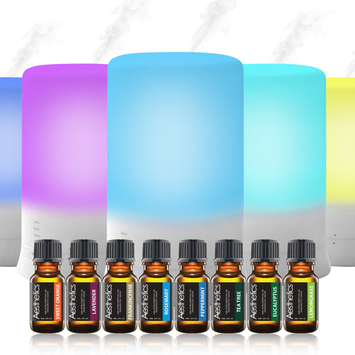 Ultrasonic Aromatherapy Diffuser and Humidifier with Oil Beginners Gift Set (9-Piece) - Love Essential Being