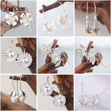 Load image into Gallery viewer, Lotus Silver Flower Drop Earrings - Love Essential Being