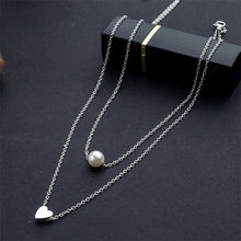Load image into Gallery viewer, Pearl Heart Double Layer Necklace - Love Essential Being