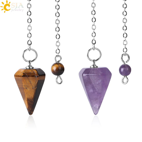 Stone Reiki Healing Crystal Amulet Meditation Pendant Pendulum - Love Essential Being