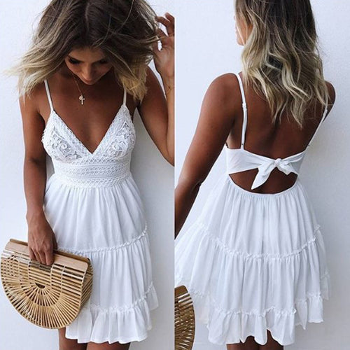 Lacey Backless V-neck Sun Dress - Love Essential Being