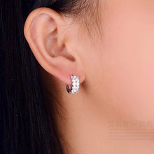 Load image into Gallery viewer, Sterling Silver Crystal Zircon  Huggie Earrings - Love Essential Being